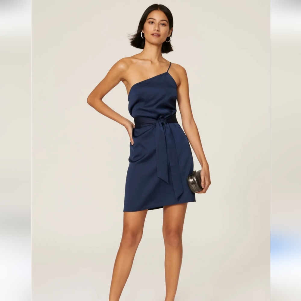 Marissa Webb Dark Blue One Shoulder Mini Dress Size 4